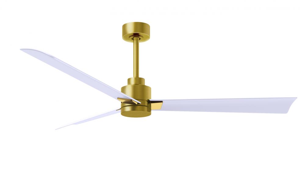 Alessandra 3-blade transitional ceiling fan in brushed brass finish with matte white blades. Optim