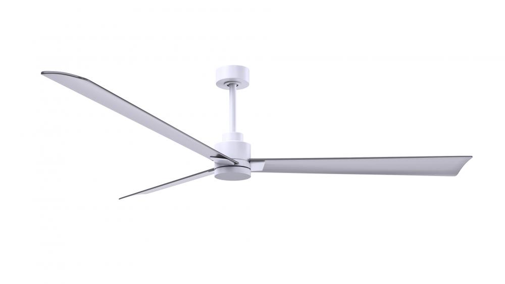 Alessandra 3-blade transitional ceiling fan in matte white finish with brushed nickel blades. Opti