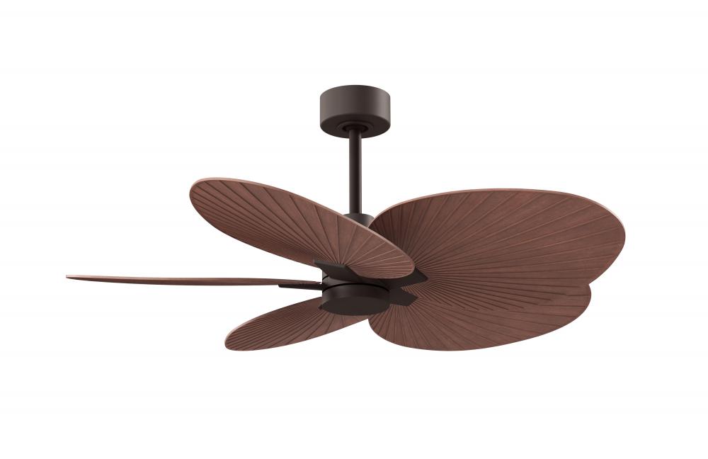 Alessandra Tropical 5-blade ceiling fan in Textured Bronze and Walnut Tone blades.