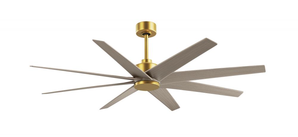 Ariella 8-blade ceiling fan in Brushed Brass and Gray Ash Tone blades