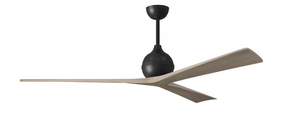 Irene-3 three-blade paddle fan in Matte Black finish with 72” gray ash tone blades.