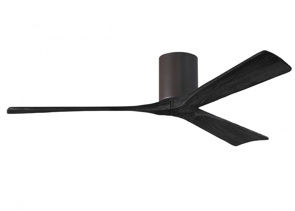 Irene-3H three-blade flush mount paddle fan in Textured Bronze finish with 60” solid matte black