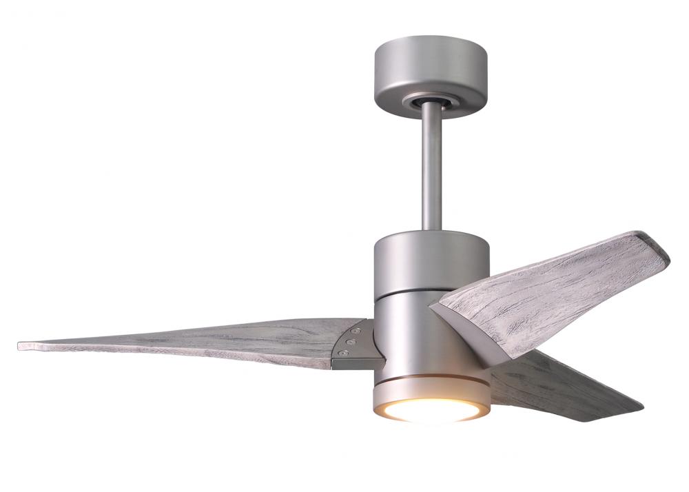 Super Janet three-blade ceiling fan in Brushed Nickel finish with 42” solid barn wood tone blade