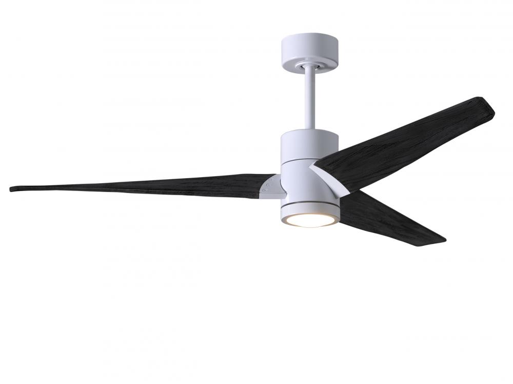 Super Janet three-blade ceiling fan in Gloss White finish with 52” solid walnut tone blades and