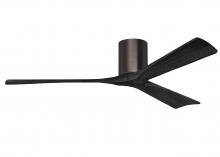 Matthews Fan Company IR3H-BB-BK-60 - Irene-3H three-blade flush mount paddle fan in Brushed Bronze finish with 60” solid matte black