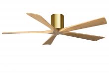 Matthews Fan Company IR5H-BRBR-LM-60 - Irene-5H three-blade flush mount paddle fan in Brushed Brass finish with 60” Light Maple tone bl