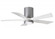 Matthews Fan Company IR5HLK-BN-MWH-42 - IR5HLK five-blade flush mount paddle fan in Brushed Nickel finish with 42” solid matte white woo