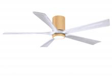 Matthews Fan Company IR5HLK-LM-MWH-60 - IR5HLK five-blade flush mount paddle fan in Light Maple finish with 60” Matte White  blades and