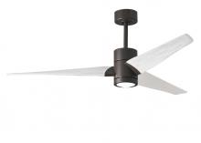 Matthews Fan Company SJ-TB-MWH-60 - Super Janet three-blade ceiling fan in Textured Bronze finish with 60” solid matte white wood bl