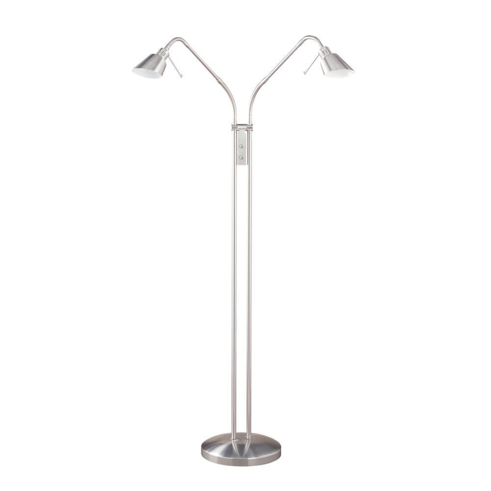 OSLO TWINS Satin Nickel Floor Lamp