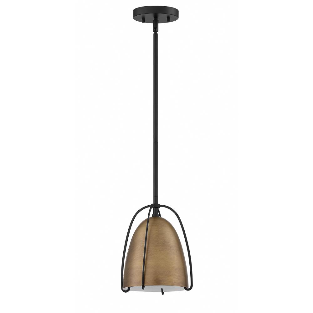 PF124 1-Light Brass & Black Pendant