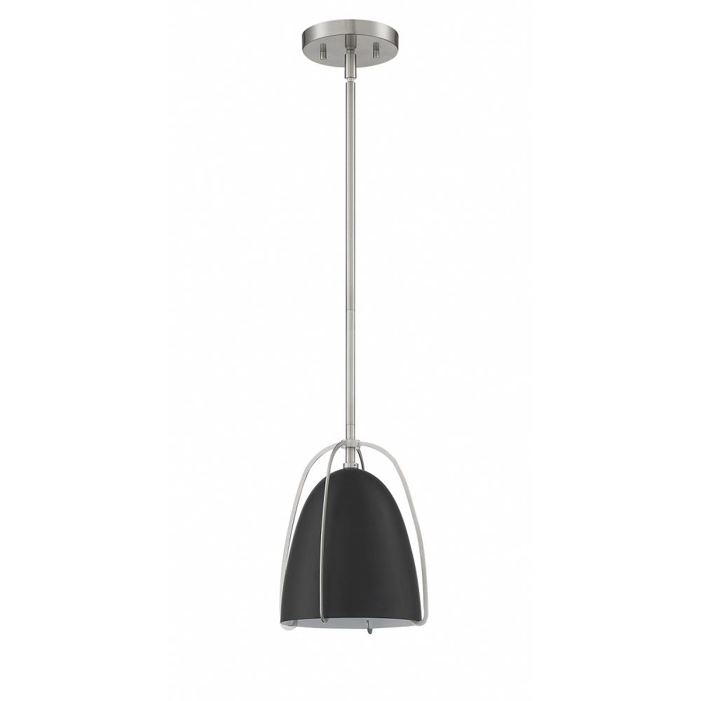 VILIA Mini 1-Light Black & Satin Nickel Pendant