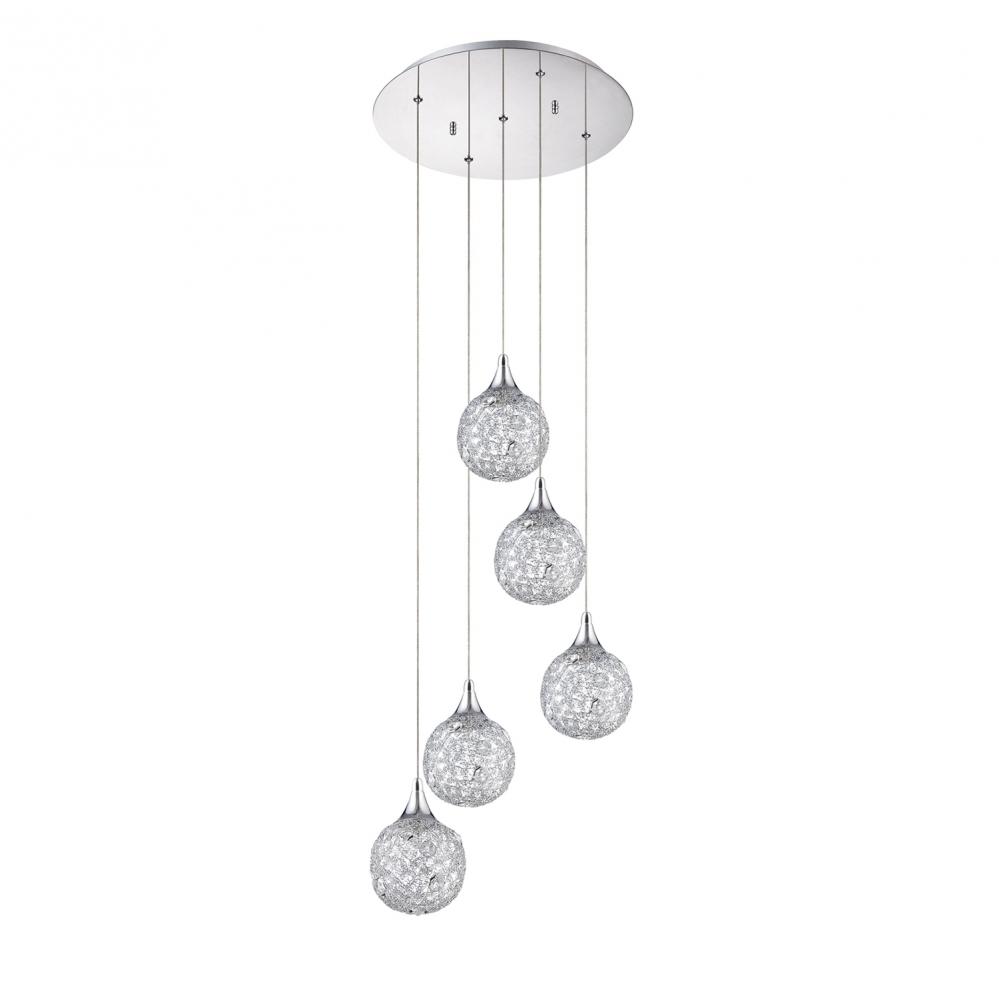 SOLARO series 5-Light Chrome Pendant Pan