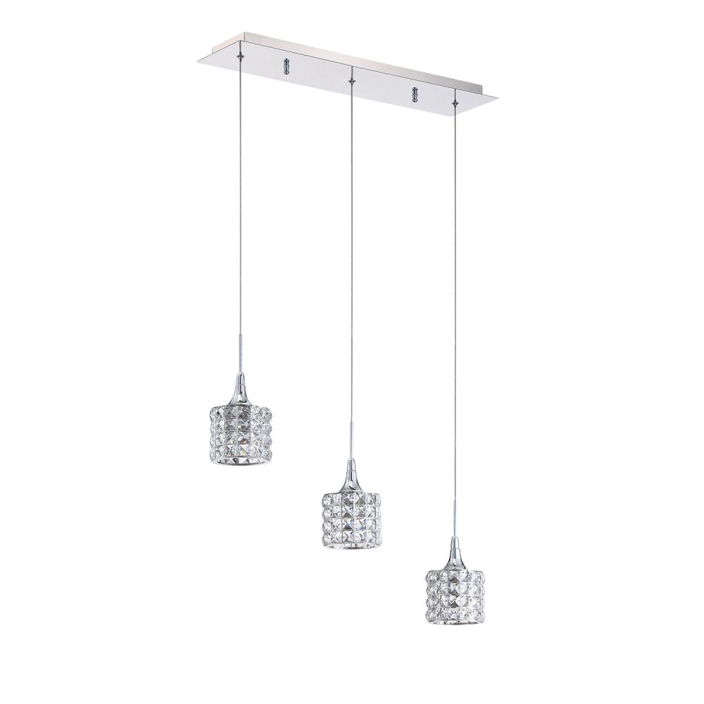 LUSTRA series 3-Light Chrome Pendant Bar