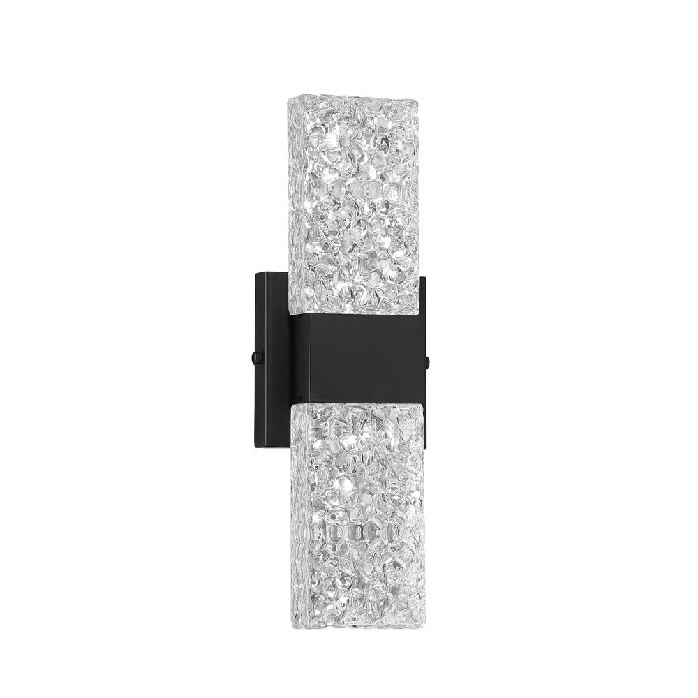 GLACIER 2-Light-LED Black Vanity Light with Glass style #1