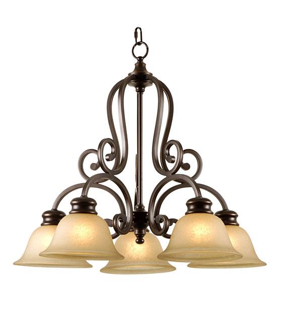 Five Light Oil Rubbed Bronze Down Chandelier