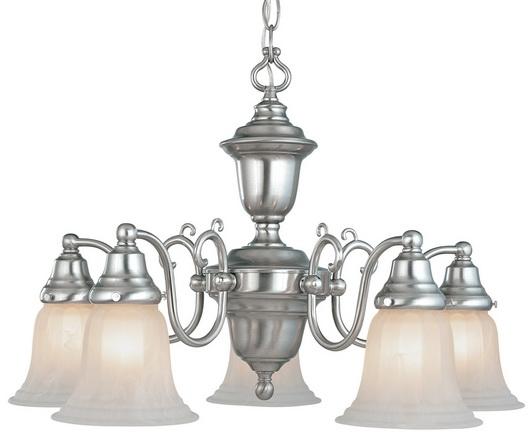 Five Light Satin Nickel Down Chandelier