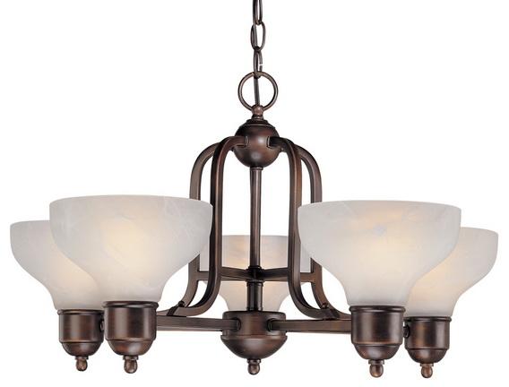 Five Light Antique Bronze Up Chandelier