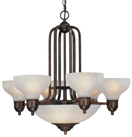 Nine Light Antique Bronze Up Chandelier