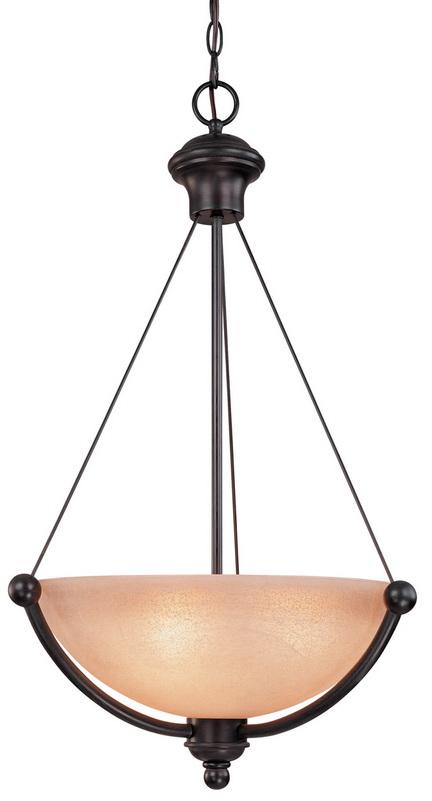 Three Light Antique Bronze Up Pendant