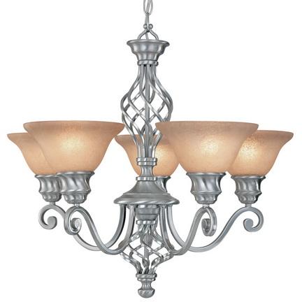 Five Light Satin Nickel Up Chandelier