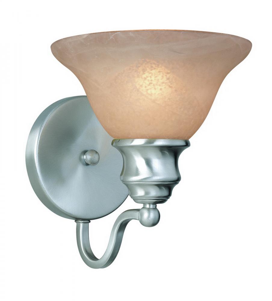 One Light Satin Nickel Wall Light