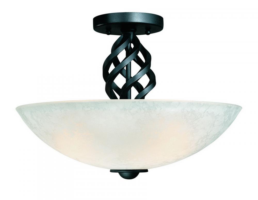 Three Light Midnight Bowl Semi-Flush Mount