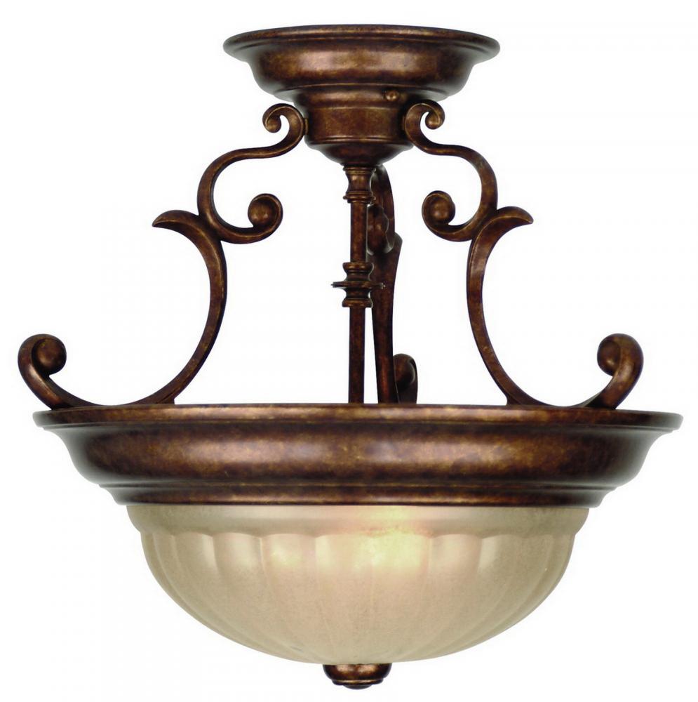 Two Light Peruvian Bowl Semi-Flush Mount