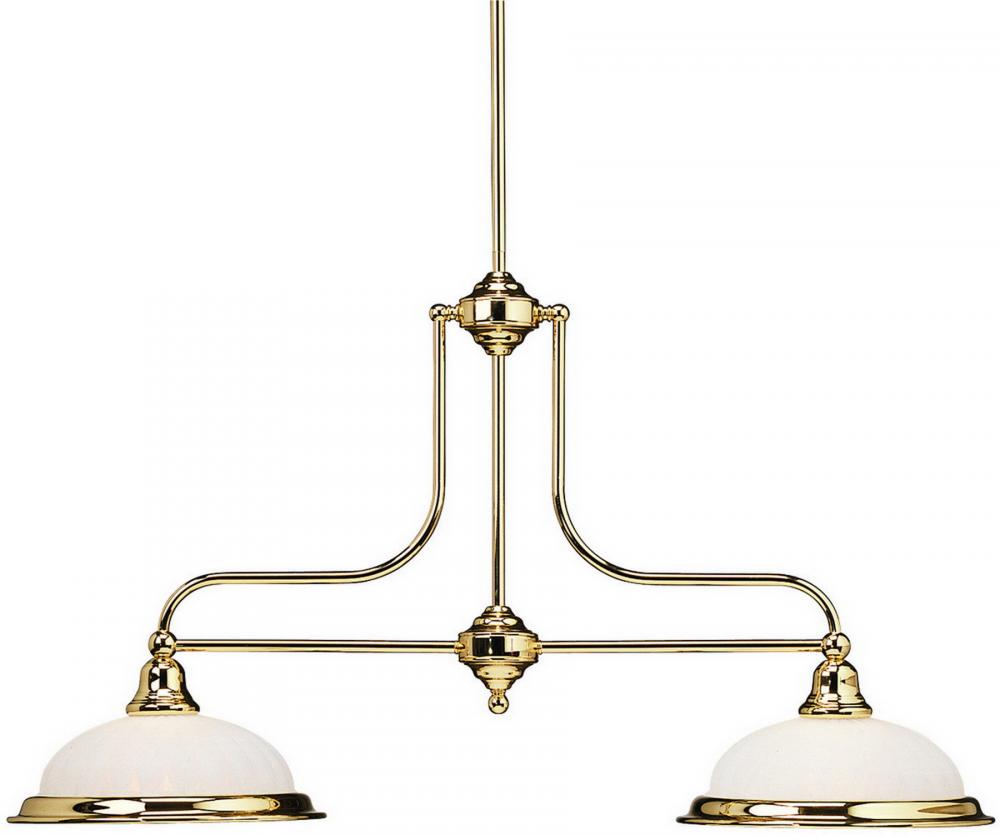 Two Light Polished Brass Island Light