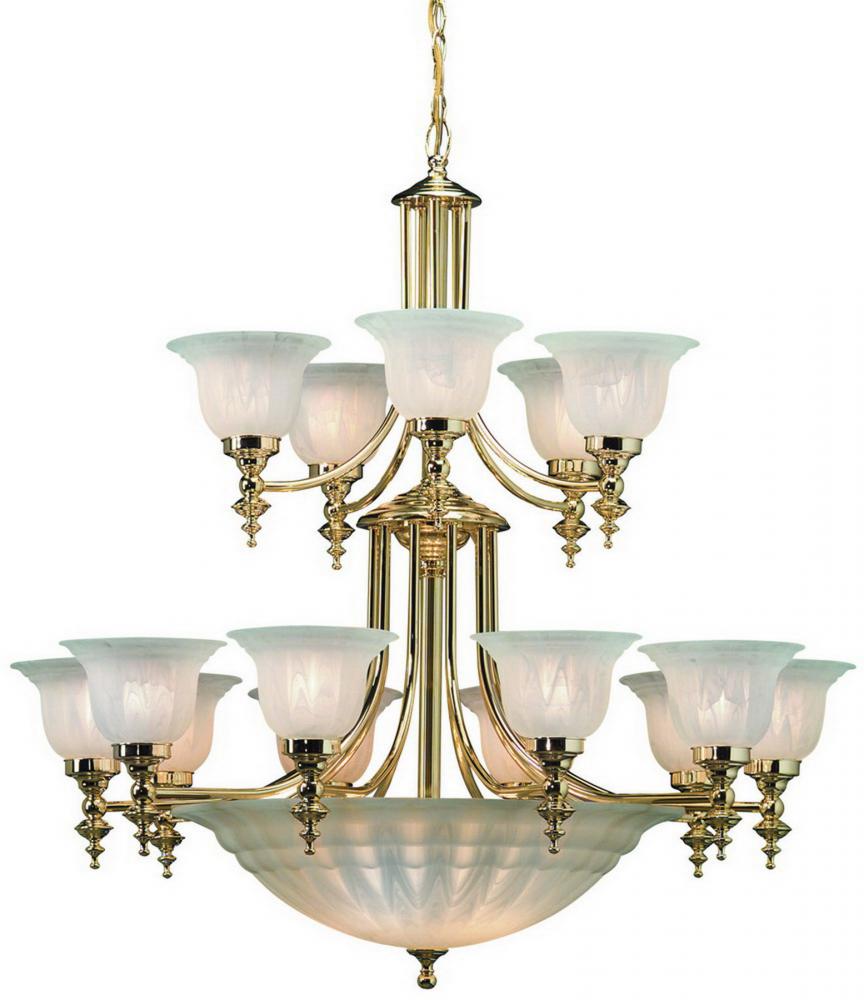 Eighteen Light Polished Brass Up Chandelier