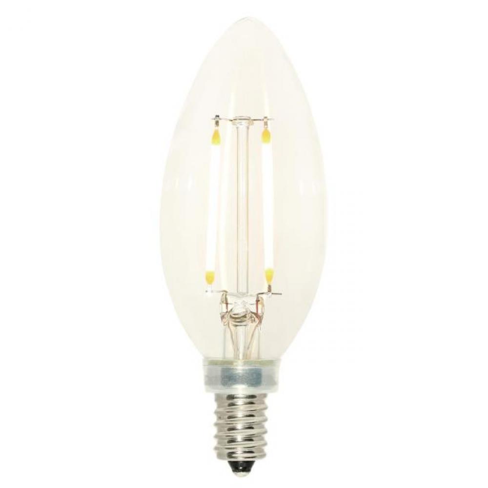 2-1/2W B11 Filament LED Dimmable Clear 2700K E12 (Candelabra) Base, 120 Volt, Box