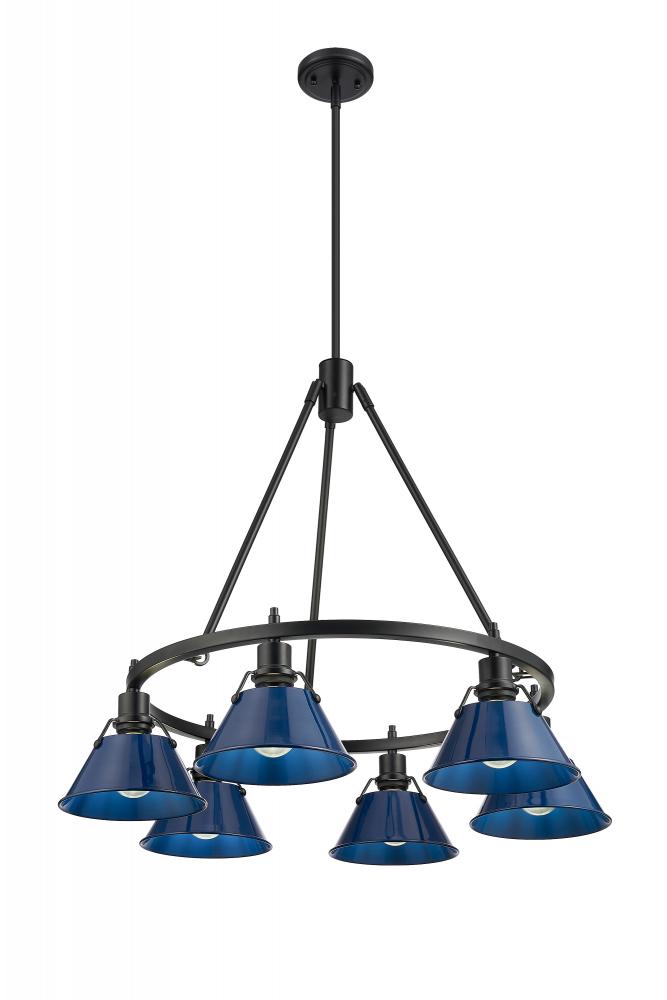 Orwell 6-Light Chandelier in Matte Black with Matte Navy