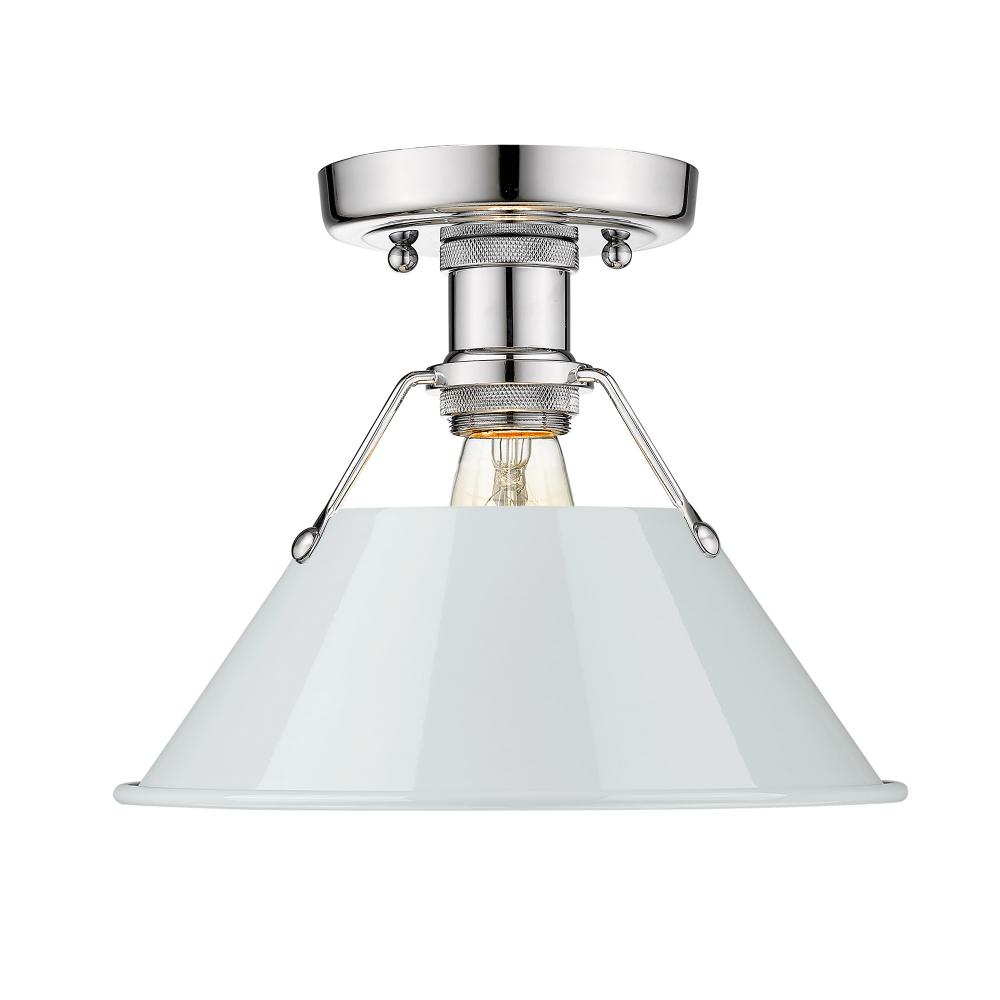 Orwell 1-Light Flush Mount in Chrome with Dusky Blue