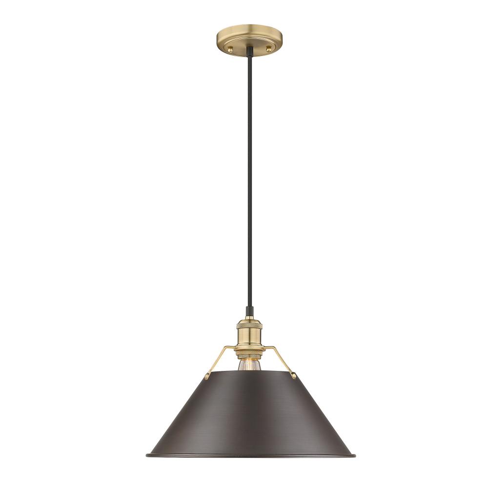 Orwell 14" Wide Large Pendant in Brushed Champagne Bronze with Rubbed Bronze