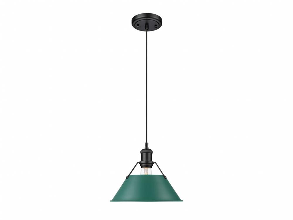 Orwell 10" Wide Medium Pendant in Matte Black with Pine Green