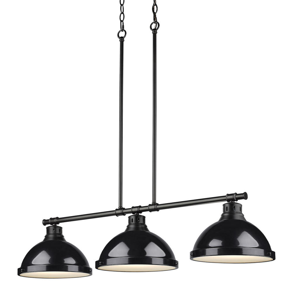 Duncan 3-Light Linear Pendant in Matte Black with Black