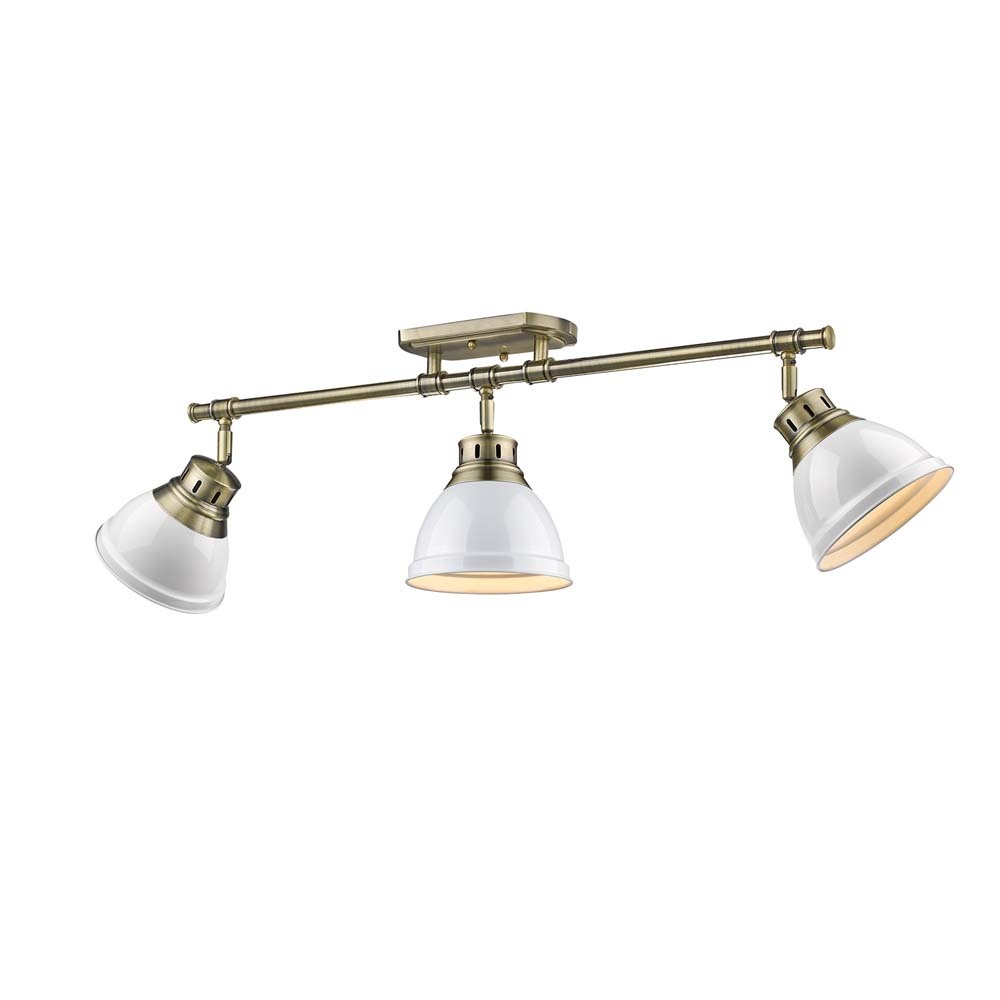 Duncan 3-Light Semi-Flush - Track Light in Aged Brass with White