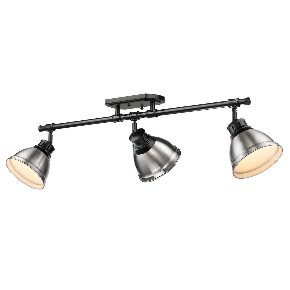 Duncan 3-Light Semi-Flush - Track Light in Matte Black with Pewter