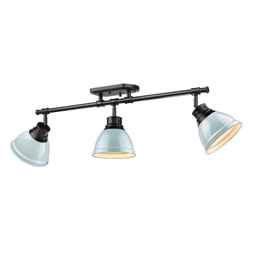 Duncan 3-Light Semi-Flush - Track Light in Matte Black with Seafoam