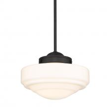 Golden 0508-M BLK-VMG - Ingalls Medium Pendant in Matte Black with Vintage Milk Glass Shade