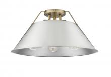 Golden 3306-3FM AB-PW - Orwell 3-Light Flush Mount in Aged Brass with Pewter