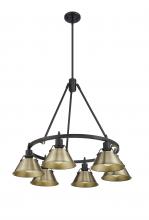 Golden 3306-6 BLK-AB - Orwell 6-Light Chandelier in Matte Black with Aged Brass