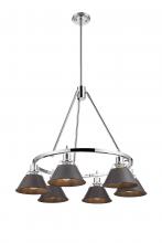 Golden 3306-6 CH-RBZ - Orwell 6-Light Chandelier in Chrome with Rubbed Bronze