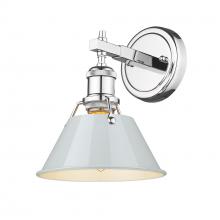 Golden 3306-BA1 CH-DB - Orwell CH 1 Light Bath Vanity in Chrome with Dusky Blue shade