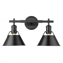 Golden 3306-BA2 BLK-BLK - Orwell BLK 2 Light Bath Vanity in Matte Black with Matte Black shades