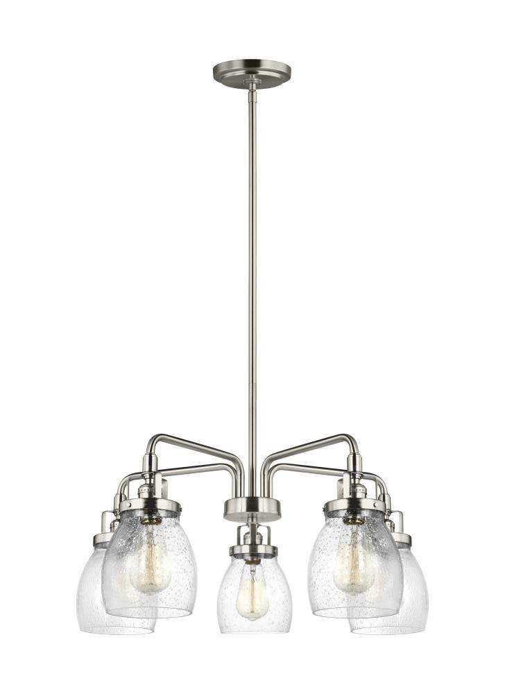 Belton transitional 5-light indoor dimmable ceiling chandelier pendant light in brushed nickel silve