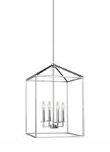 Generation Lighting 5115004-05 - Perryton transitional 4-light indoor dimmable medium ceiling pendant hanging chandelier light in chr