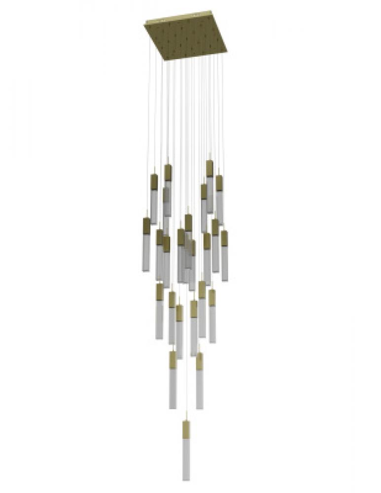 The Original Glacier Snow Avenue Collection Brushed Brass 25 Light Pendant Fixture