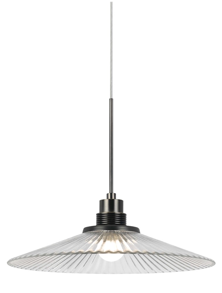 10.2" Tall Glass and Metal LED Pendant with Brushed Steel Cord