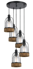 CAL Lighting FX-3584-5 - 22" Inch Tall Pendant Fixture in Dark Bronze Wood Finish